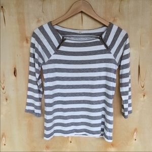 J.crew Stripe Ballet Top with zippers Xs